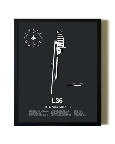 Unframed Rio Linda Airport map print poster