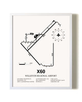 Williston Regional Airport airport map poster in oak frame