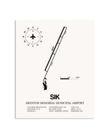 Gray Sikeston Memorial Municipal Airport framed poster displayed in an airplane hangar