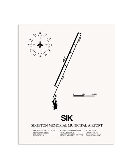 Gray Sikeston Memorial Municipal Airport framed poster displayed in an airplane hangar
