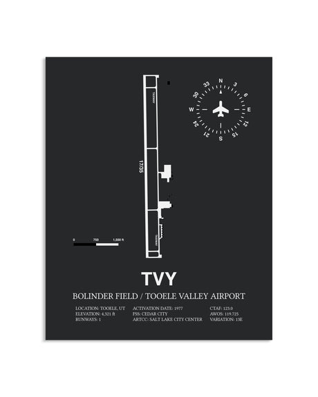 Gray Framed Bolinder Field / Tooele Valley Airport layout wall art poster