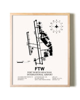 Fort Worth Meacham International Airport framed wall art in white frame