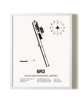 Cleveland Municipal Airport airport map poster in oak frame