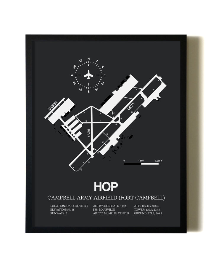 Unframed Campbell Army Airfield (Fort Campbell) map print poster