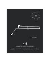 Gray Framed Morrow County Airport layout wall art poster