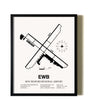 Framed New Bedford Regional Airport wall art poster in black frame