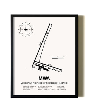 Framed Veterans Airport Of Southern Illinois wall art poster in black frame