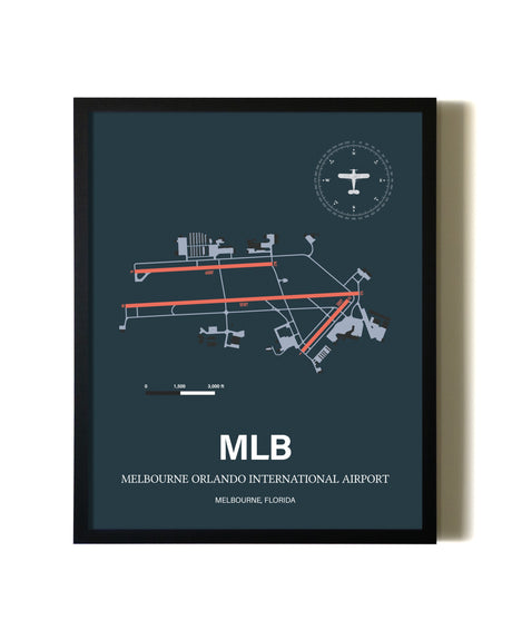 Slate Framed Melbourne Orlando International Airport wall art poster in black frame