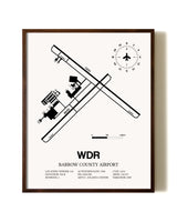 Barrow County Airport aviation print in walnut frame