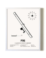 Calhoun County Airport airport map poster in oak frame