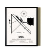 Framed Mineral Wells Regional Airport wall art poster in black frame