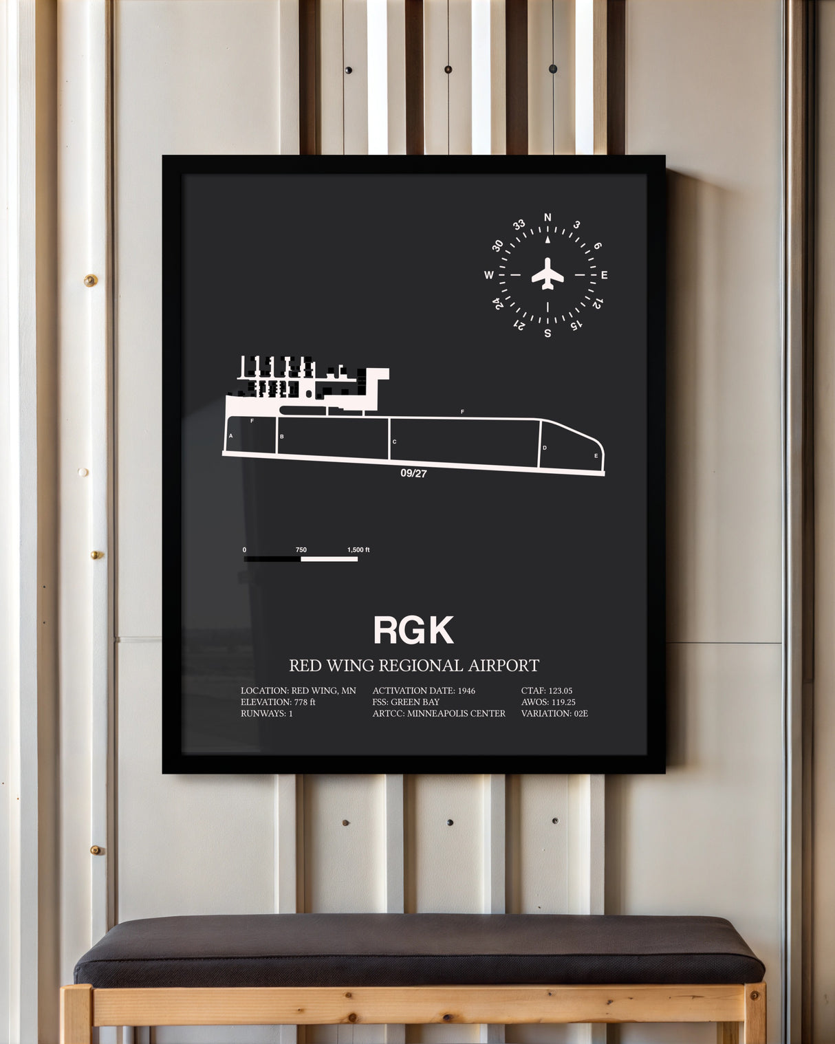 Frame color options for Red Wing Regional Airport Wall Art