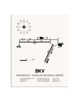 Gray Brooksville-Tampa Bay Regional Airport framed poster displayed in an airplane hangar
