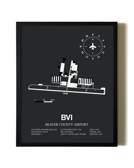 Unframed Beaver County Airport map print poster