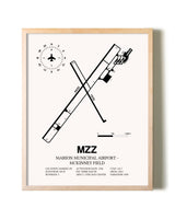 Marion Municipal Airport-McKinney Field framed wall art in white frame