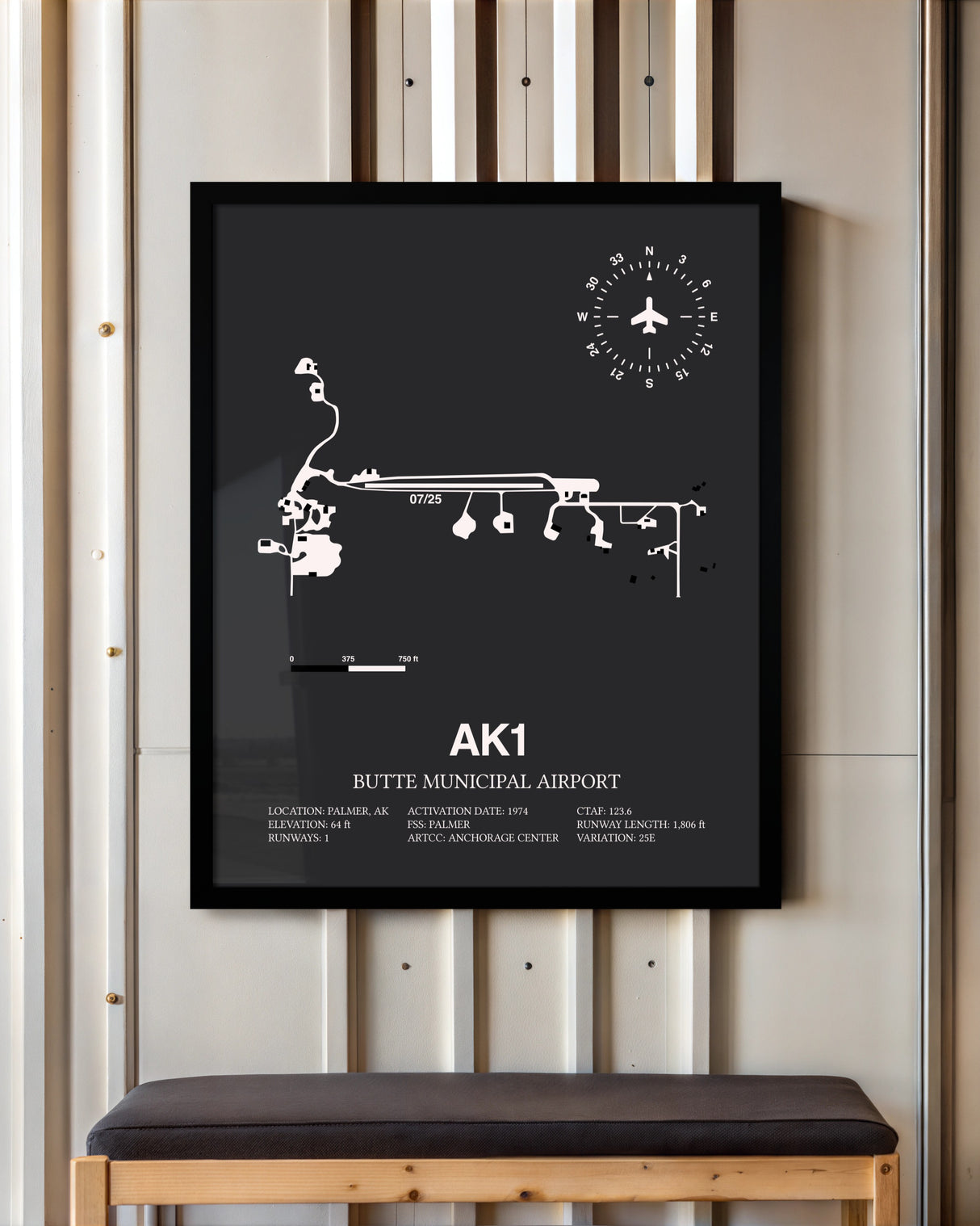 Frame color options for Butte Municipal Airport Wall Art