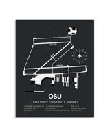 Gray Framed Ohio State University Airport layout wall art poster