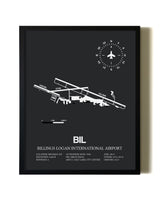 Unframed Billings Logan International Airport map print poster