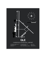 Gray Framed Gainesville Municipal Airport layout wall art poster