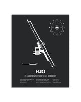 Gray Framed Hanford Municipal Airport layout wall art poster