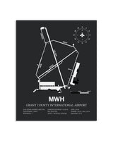 Gray Framed Grant County International Airport layout wall art poster