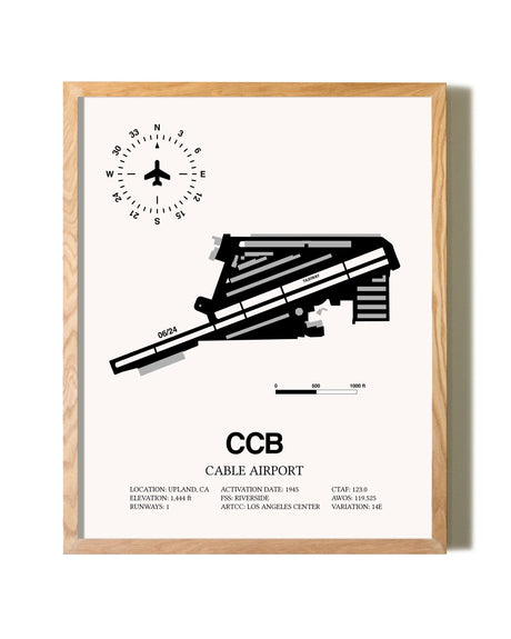 Cable Airport framed print in natural wood frame