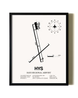 Framed Hays Regional Airport wall art poster in black frame