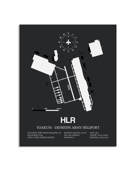 Gray Framed Yoakum-Defrenn Army Heliport layout wall art poster