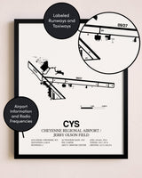 Framed Cheyenne Regional Airport / Jerry Olson Field layout wall art poster