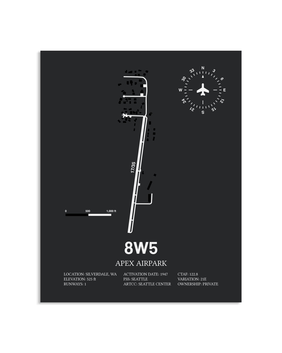 Gray Framed Apex Airpark layout wall art poster