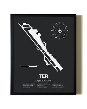 Framed Lajes Airport wall art poster in black frame
