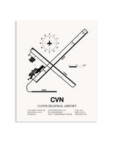 Gray Clovis Regional Airport framed poster displayed in an airplane hangar
