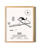 Dixon Municipal Airport-Charles R. Walgreen Field framed print in natural wood frame
