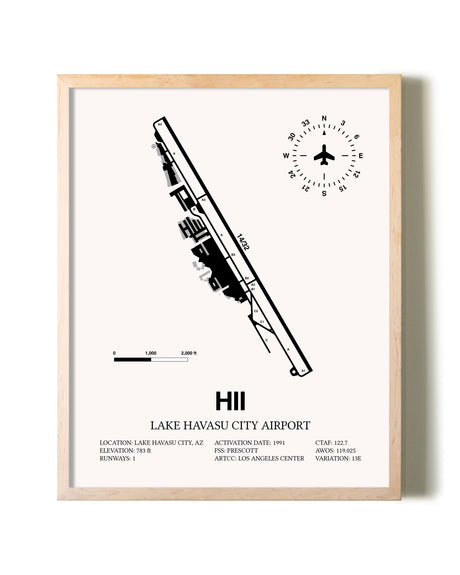 Lake Havasu City Airport framed wall art in white frame
