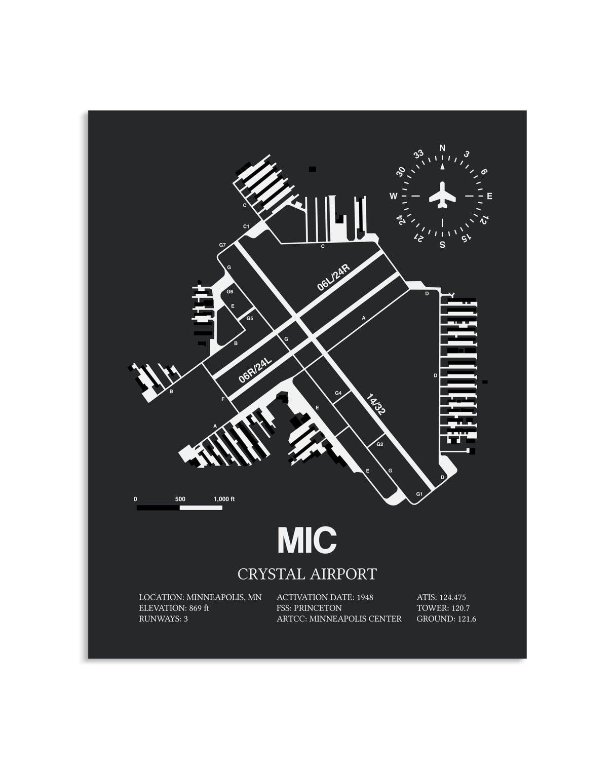 Gray Framed Crystal Airport layout wall art poster