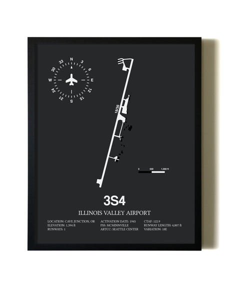 Unframed Illinois Valley Airport map print poster