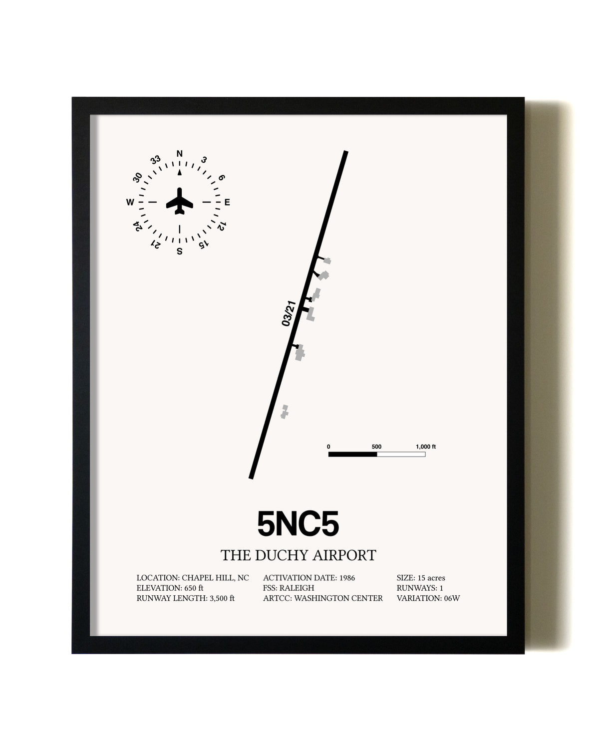 Framed The Duchy Airport wall art poster in black frame