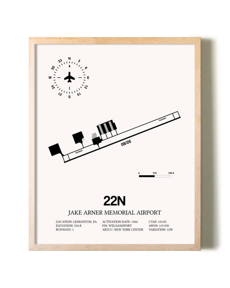 Jake Arner Memorial Airport framed wall art in white frame