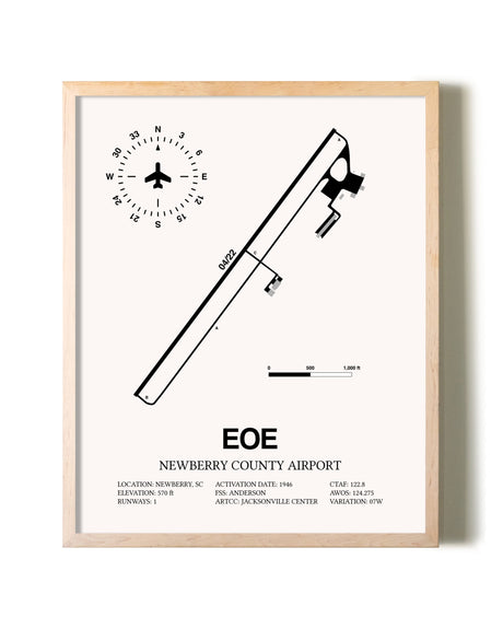Newberry County Airport framed wall art in white frame