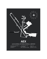 Gray Framed Alexandria International Airport layout wall art poster