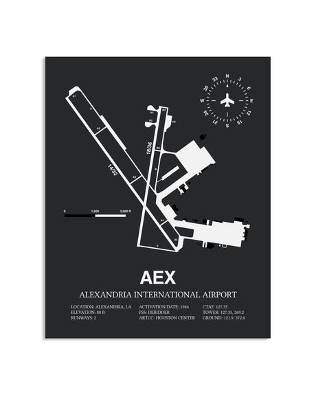 Gray Framed Alexandria International Airport layout wall art poster