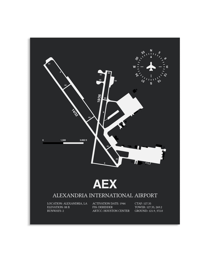 Gray Framed Alexandria International Airport layout wall art poster