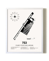 Stark's Twin Oaks Airpark airport map poster in oak frame