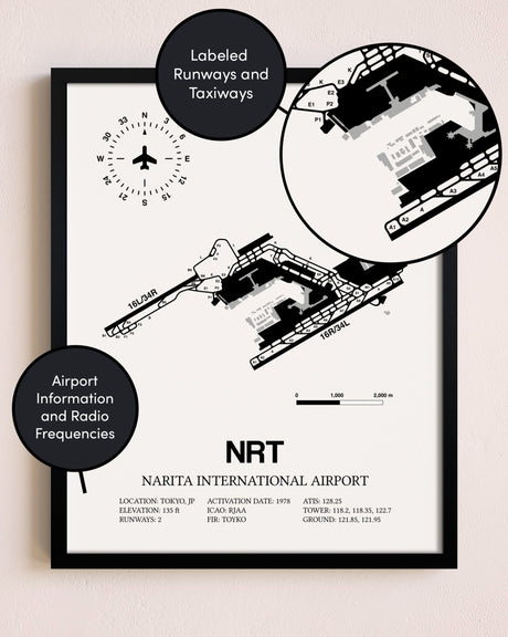 Framed Narita International Airport layout wall art poster
