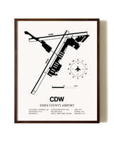 Essex County Airport aviation print in walnut frame