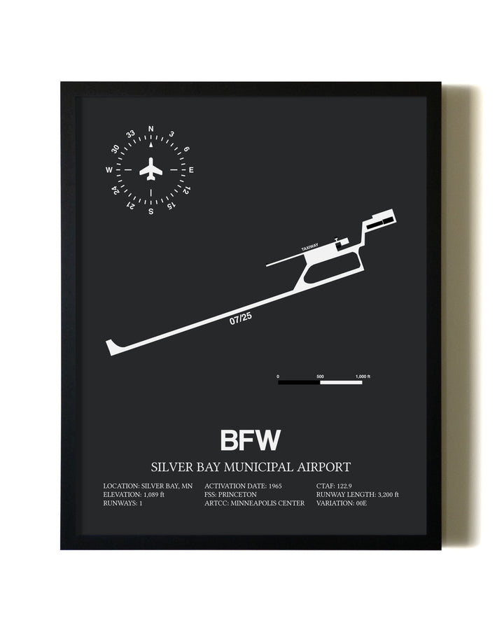 Unframed Silver Bay Municipal Airport map print poster