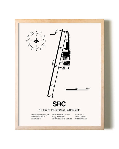 Searcy Regional Airport framed wall art in white frame