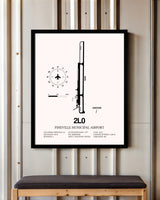 Pineville Municipal Airport framed poster displayed in an airplane hangar