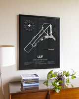 Gray Framed Luke Air Force Base wall art poster in black frame