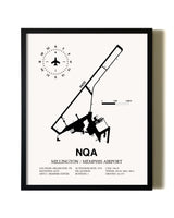 Framed Millington / Memphis Airport wall art poster in black frame